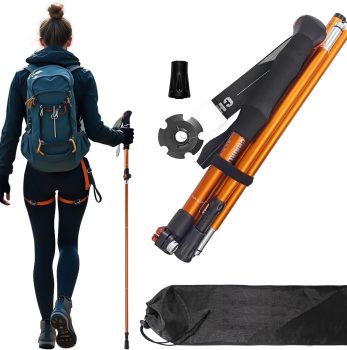 Collapsible Trekking Poles,7075 Aluminum Adjustable 43.3″-51.2″ Hiking Poles, Quick-Lock Design,Walking Sticks for Hiking/Camping/Travel,1pc(Matte Orange)