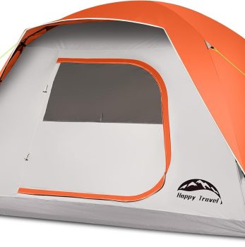 Happy Travel Camping Tent, 6 Person Dome Tents for Camping with Rainfly, Waterproof Clip Easy Setup Portable Family Tent with Mesh Windows, 20% More Headroom Backpacking Tents for Camping & Hiking