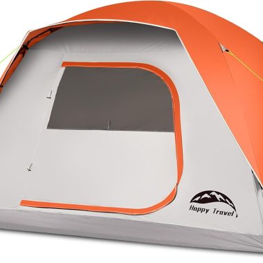 Happy Travel Camping Tent, 6 Person Dome Tents for Camping with Rainfly, Waterproof Clip Easy Setup Portable Family Tent with Mesh Windows, 20% More Headroom Backpacking Tents for Camping & Hiking