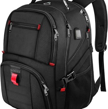 YOREPEK Travel Backpack, Extra Large 50L Laptop Backpacks for Men Women, Water Resistant College Backpacks Airline Approved Business Work Bag with USB Charging Port Fits 17 Inch Computer, Black